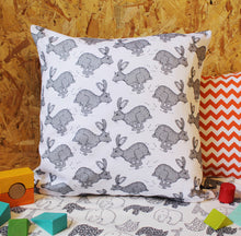 Load image into Gallery viewer, Grey Hare Cushion - Martha and Hepsie
