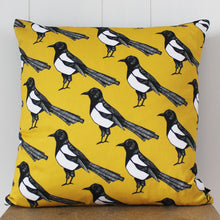 Load image into Gallery viewer, Yellow Magpie Cushion - Martha and Hepsie