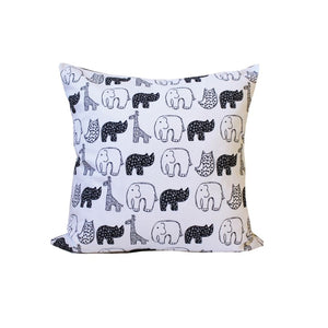Monochrome Animals Nursery Cushion - Martha and Hepsie