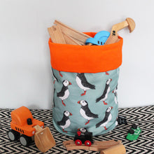 Load image into Gallery viewer, Green Puffin Storage Basket - Martha and Hepsie
