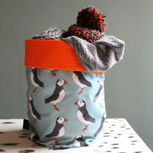 Load image into Gallery viewer, Green Puffin Storage Basket - Martha and Hepsie
