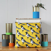 Load image into Gallery viewer, Yellow Magpie Cushion - Martha and Hepsie
