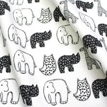 Load image into Gallery viewer, Monochrome Animal Nursery Fabric - Martha and Hepsie
