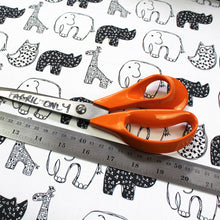 Load image into Gallery viewer, Monochrome Animal Nursery Fabric - Martha and Hepsie