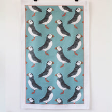 Load image into Gallery viewer, Green Puffin Tea Towel - Martha and Hepsie
