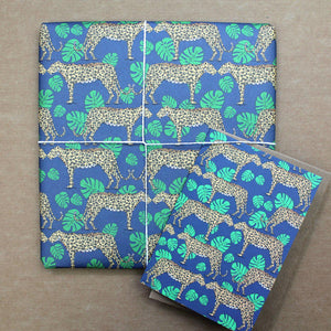 Leopard and Monstera Leaf Gift Wrap - Martha and Hepsie