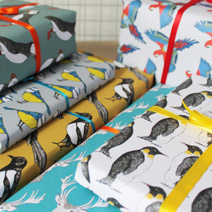 Monochrome Penguin Gift Wrap - Martha and Hepsie