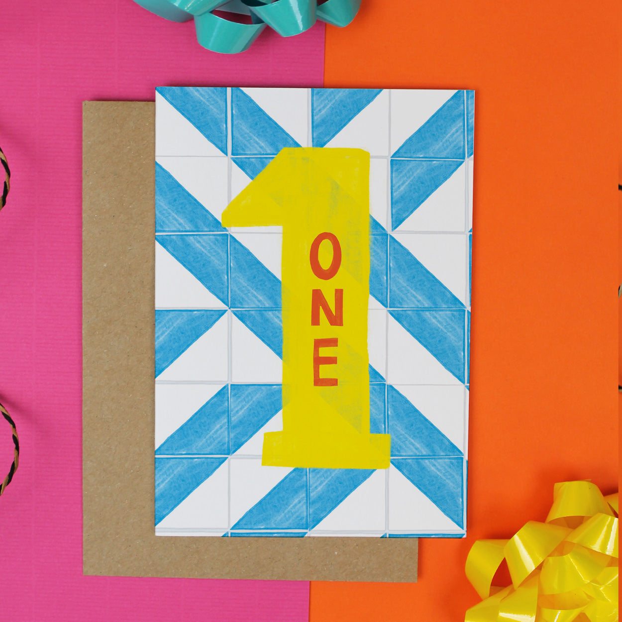 Age One Stripes Birthday Card - Martha and Hepsie