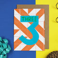 Age Three Stripes Birthday Card - Martha and Hepsie