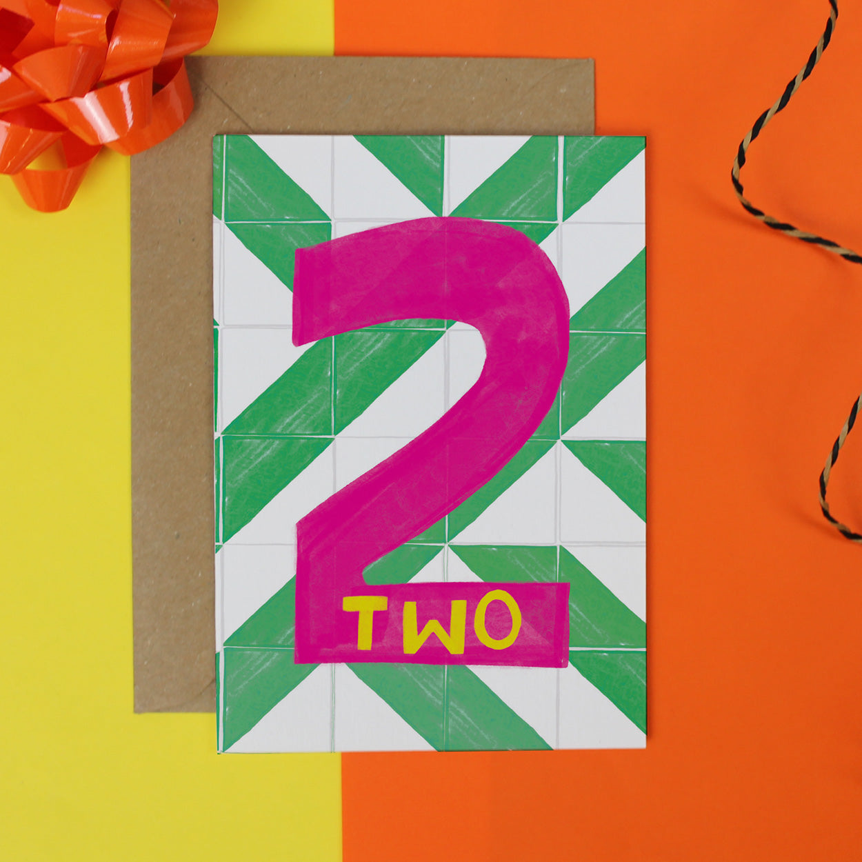 Age Two Stripes Birthday Card - Martha and Hepsie