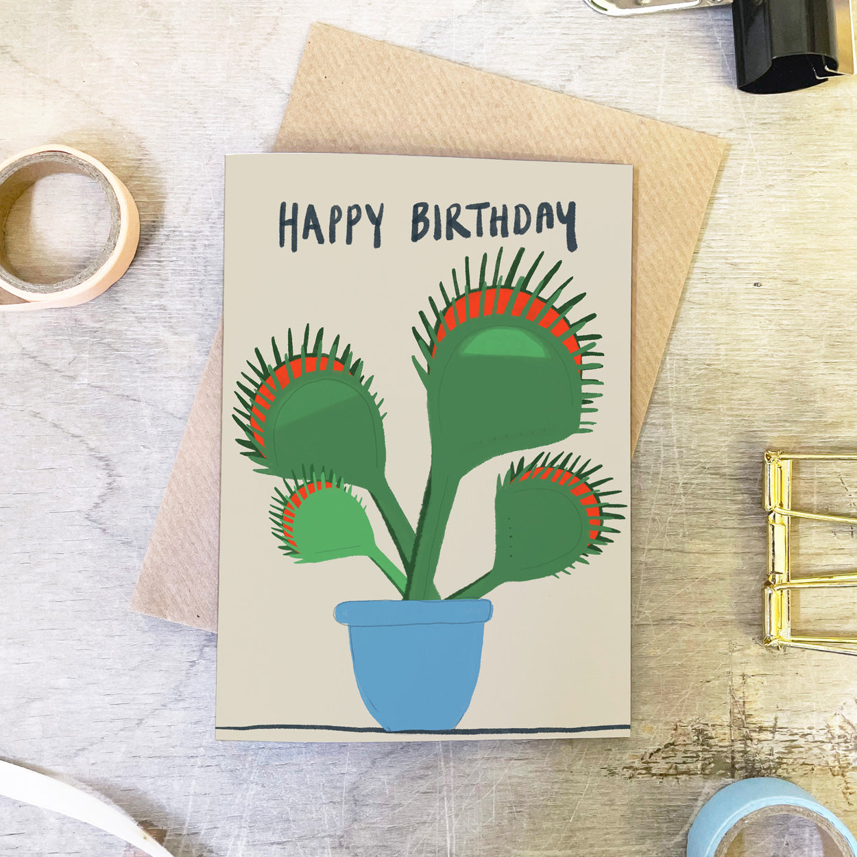 Venus Fly Trap Birthday Card - Martha and Hepsie