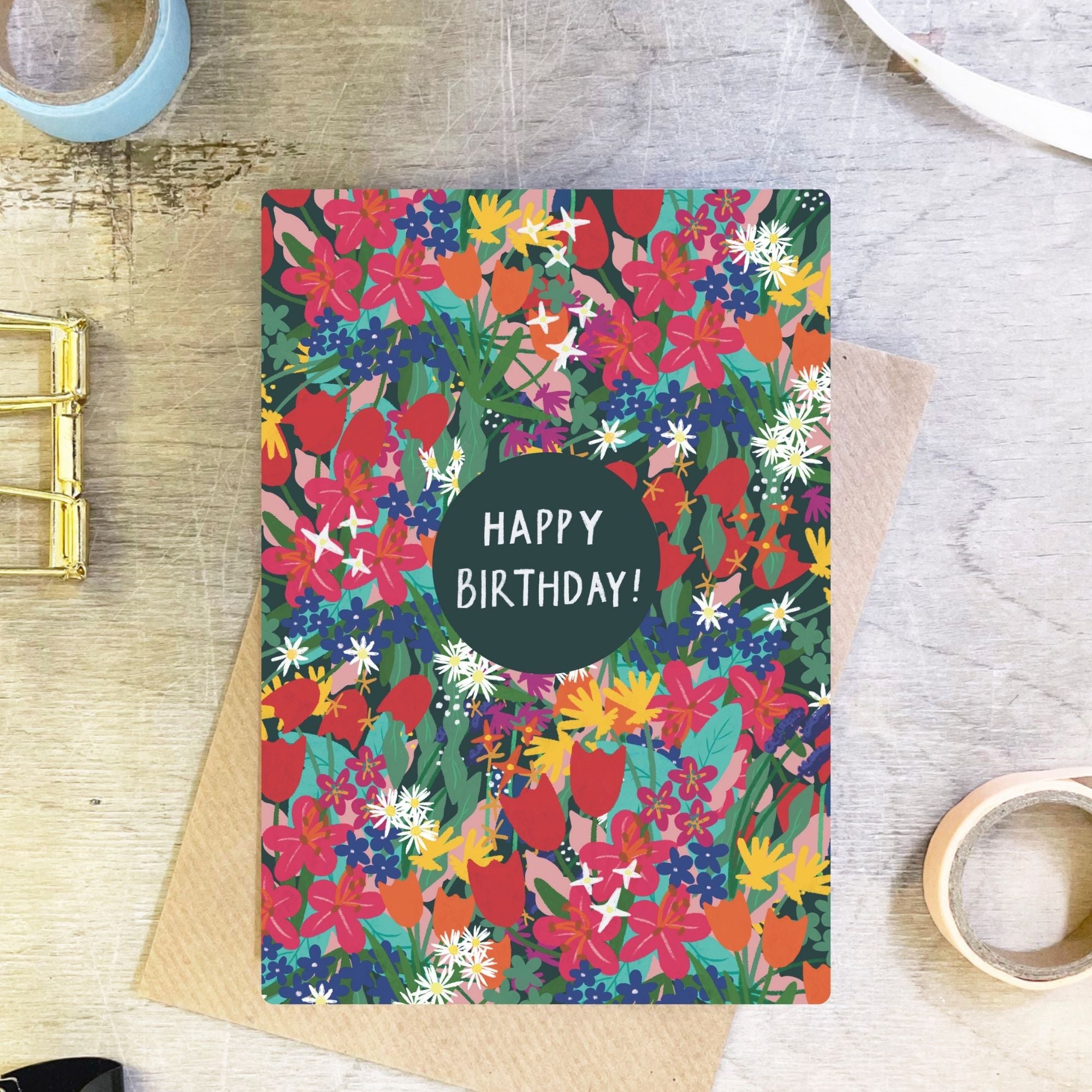 English Country Garden Floral Birthday Card