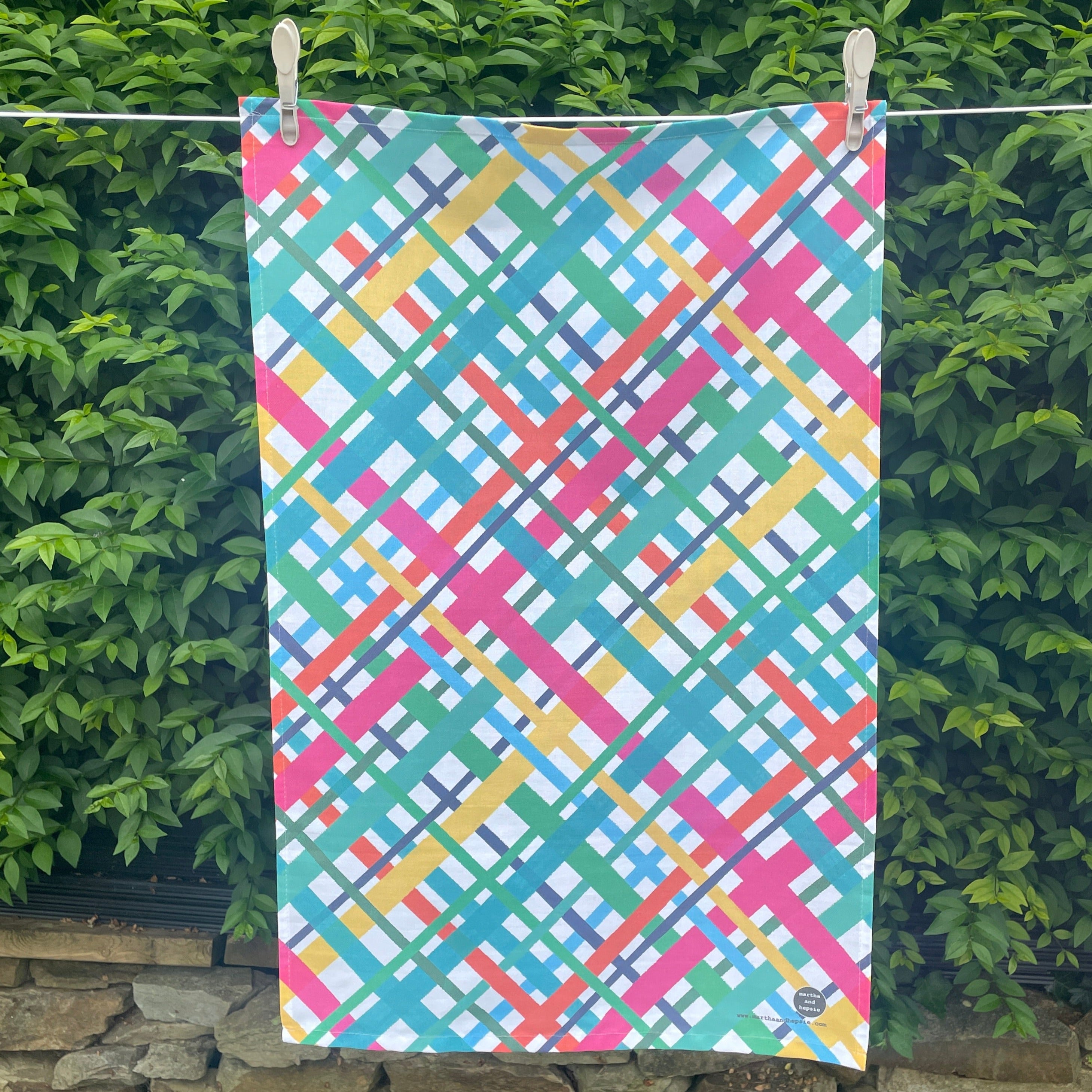 Multi-Coloured Check Tea Towel - Martha and Hepsie