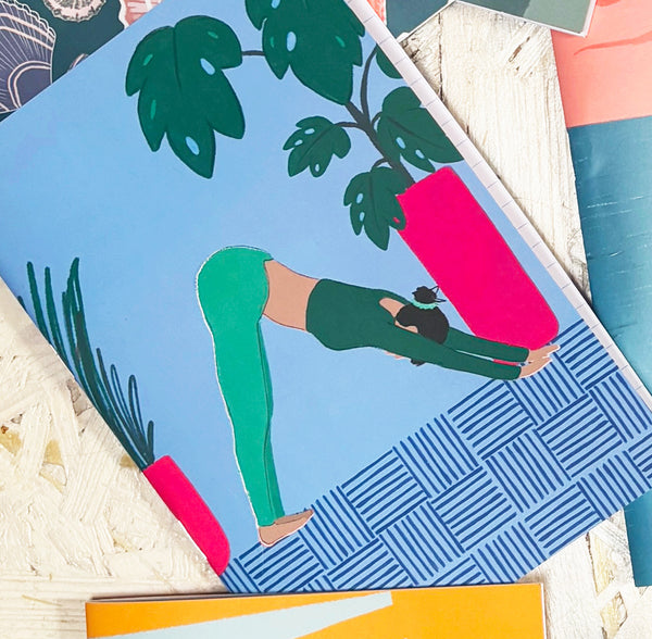 Downward Dog Yoga A5 Lined Notebook - Martha and Hepsie