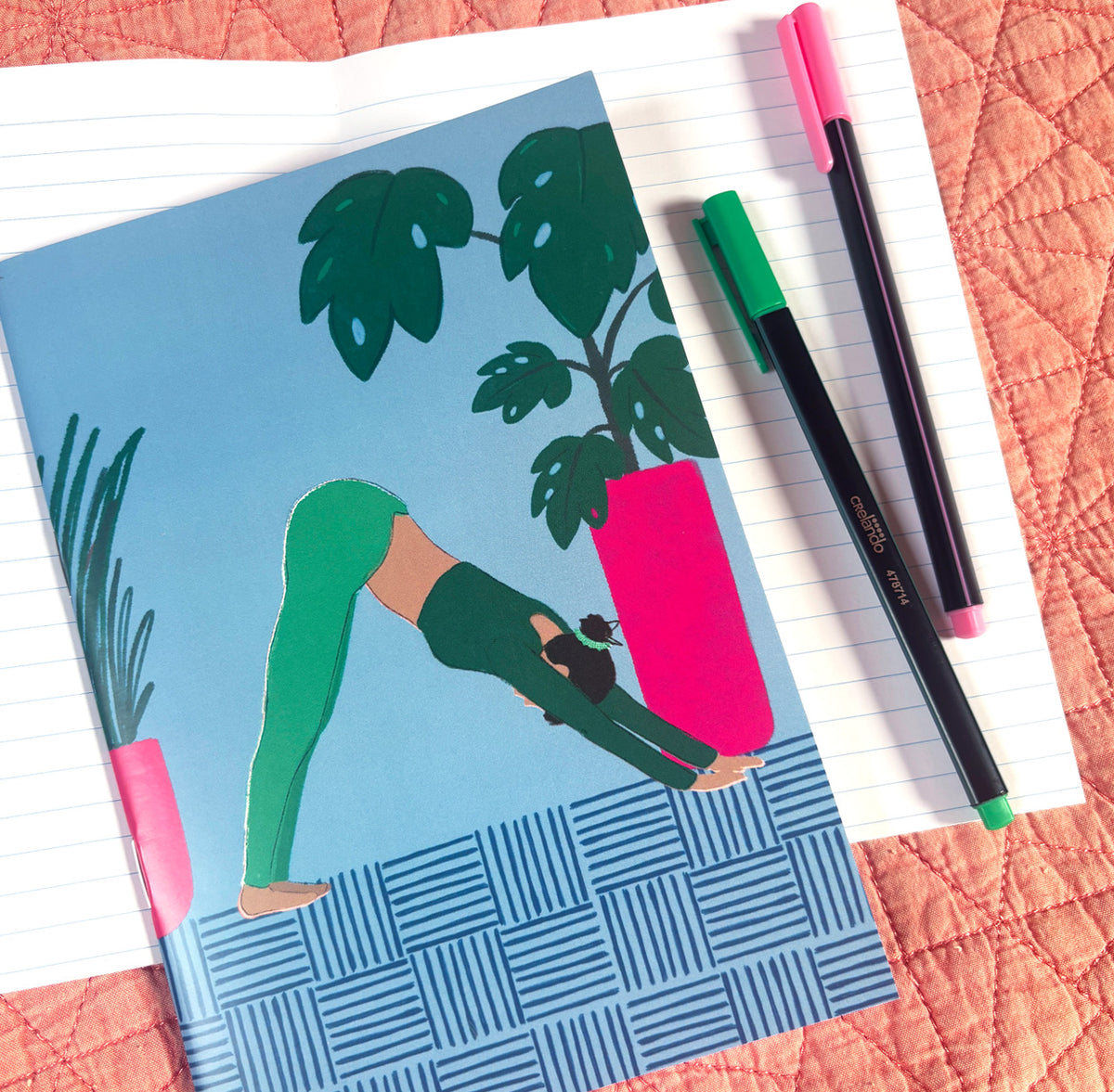 Downward Dog Yoga A5 Lined Notebook - Martha and Hepsie