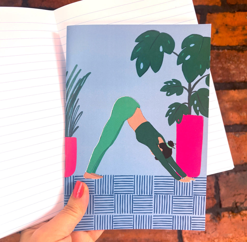 Downward Dog Yoga A5 Lined Notebook - Martha and Hepsie