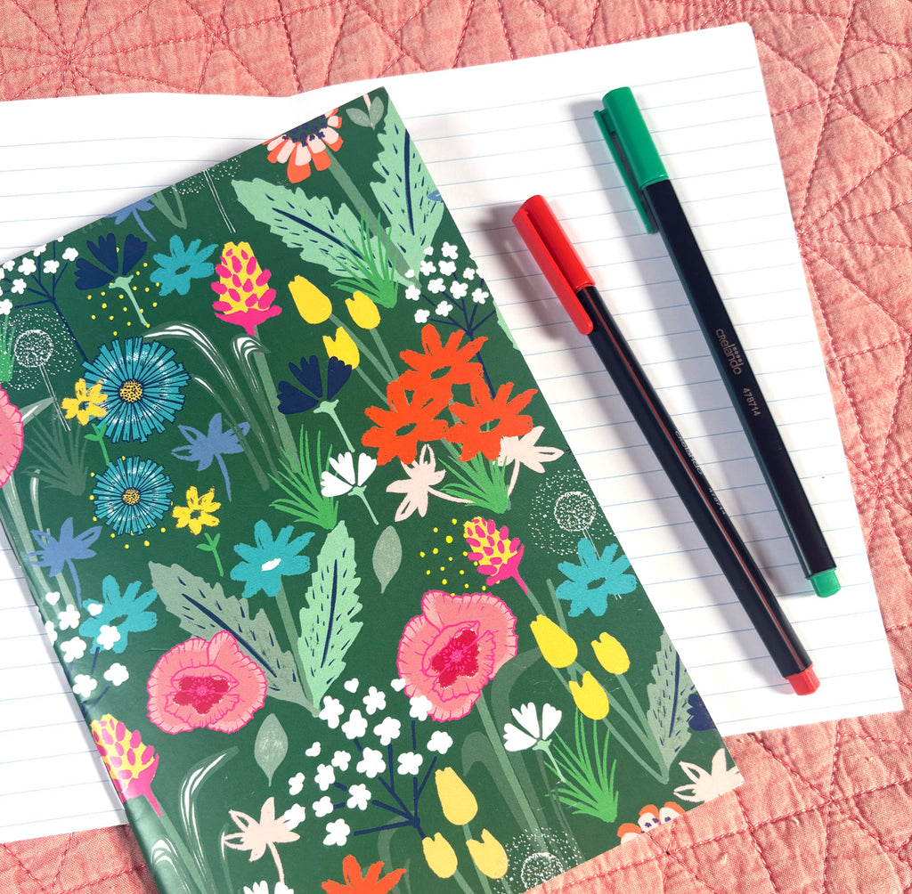 Wildflower Meadow A5 Lined Notebook - Martha and Hepsie