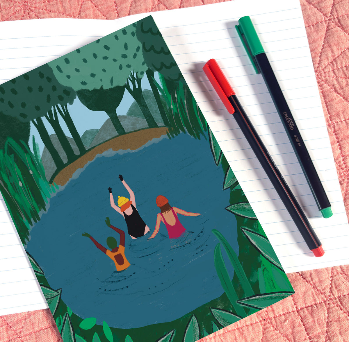 Wild Swim A5 Lined Notebook - Martha and Hepsie