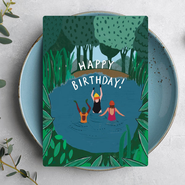 Wild Swimming Happy Birthday Card - Martha and Hepsie