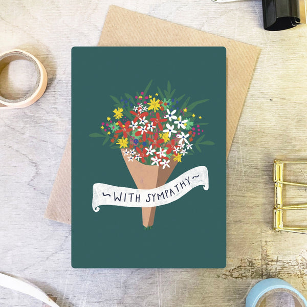 With Sympathy Floral Card