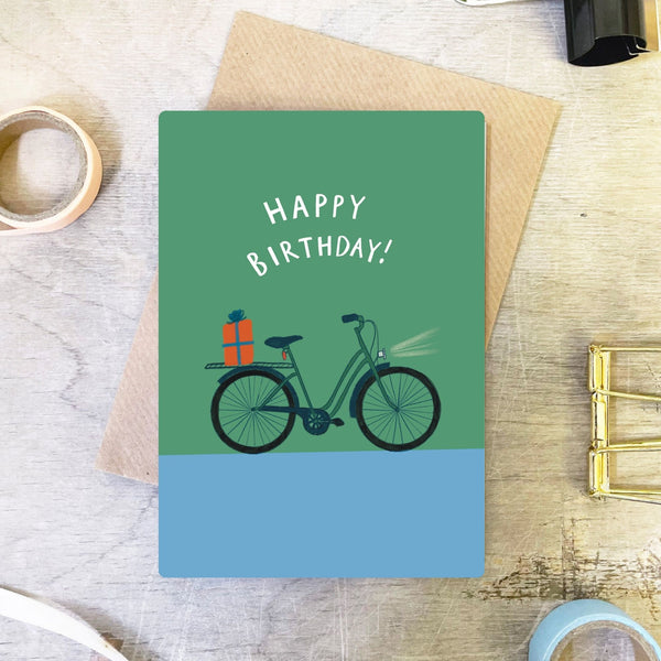 Cycling Happy Birthday Card - Martha and Hepsie