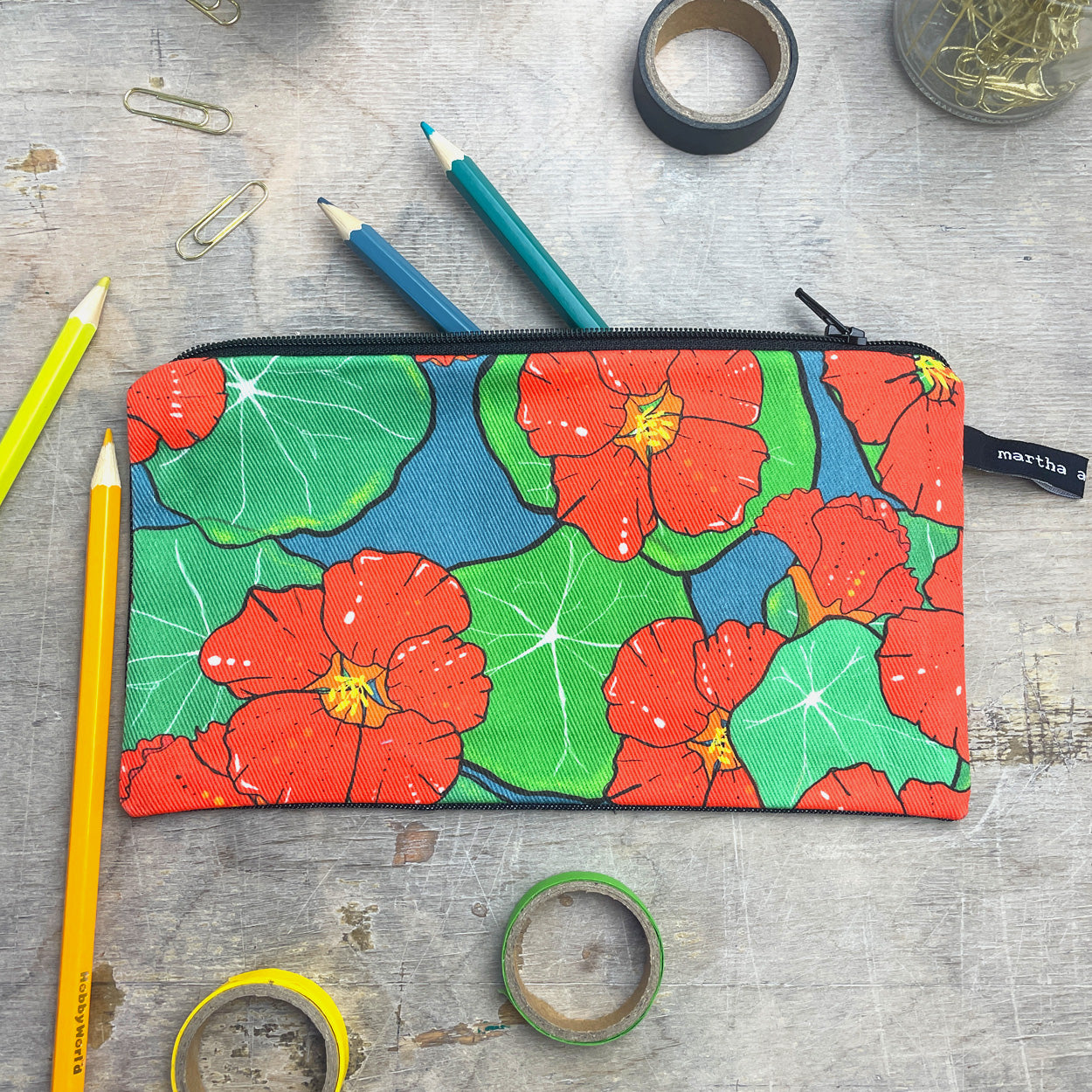 Nasturtium Pencil Case - Martha and Hepsie