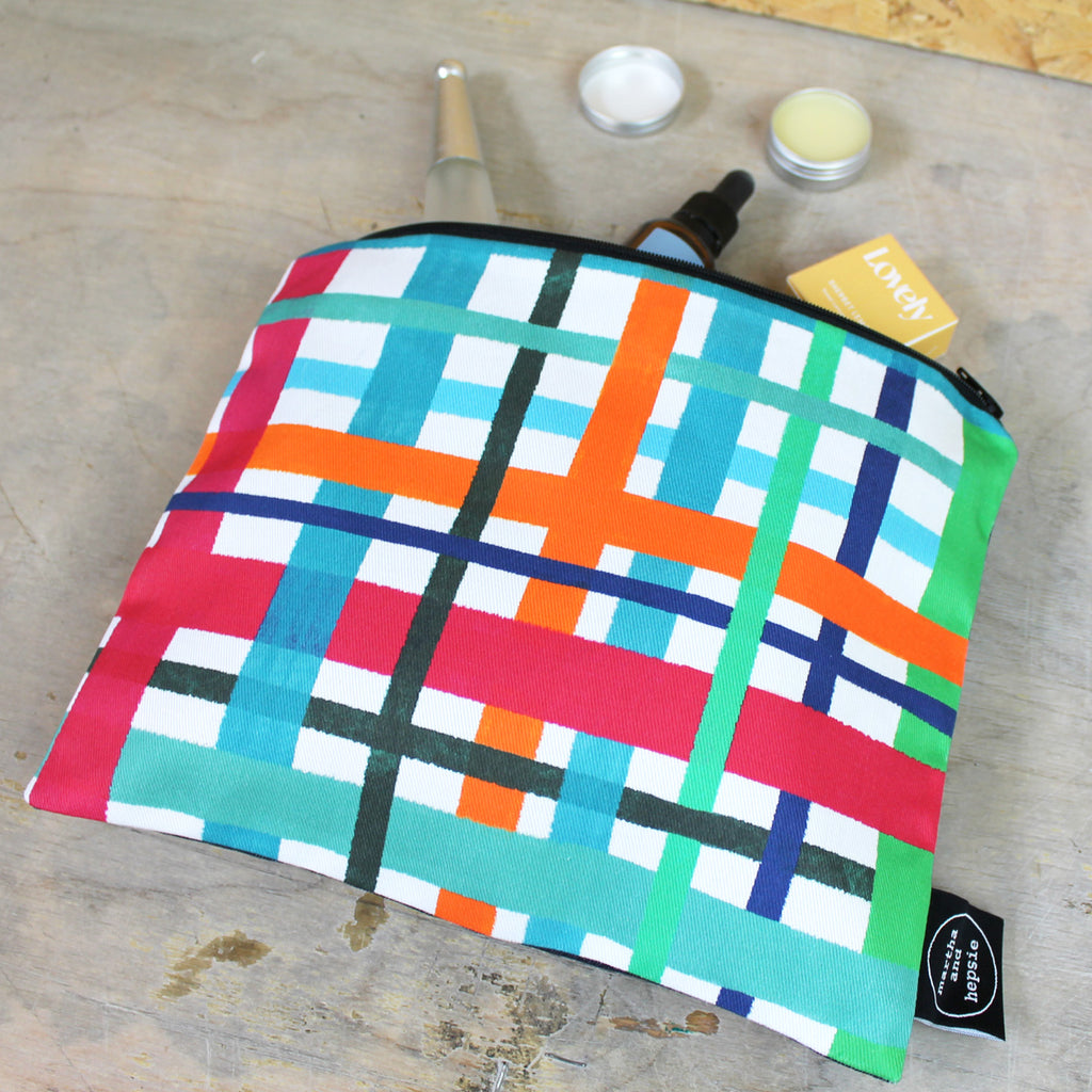 Multi Coloured Check Wash Bag - Martha and Hepsie