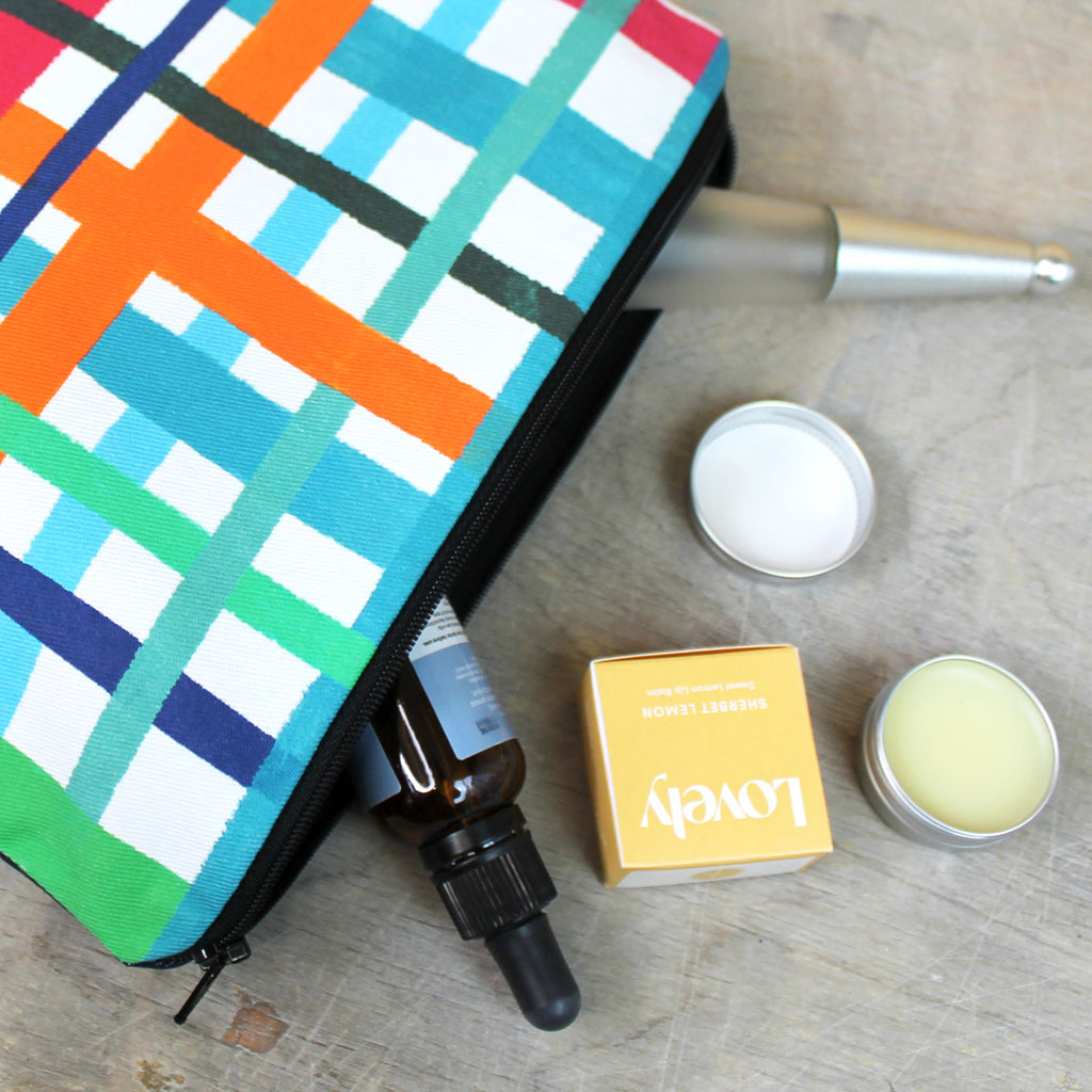 Multi Coloured Check Wash Bag - Martha and Hepsie