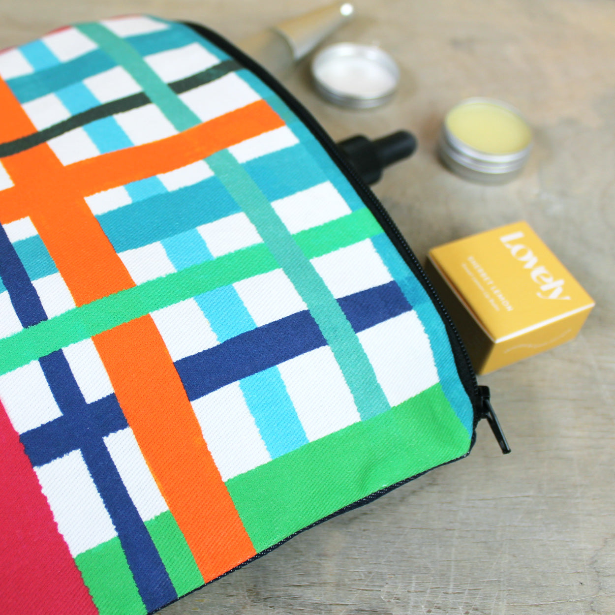 Multi Coloured Check Wash Bag - Martha and Hepsie