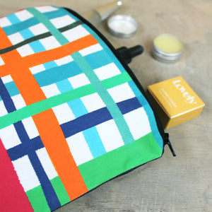 Multi Coloured Check Wash Bag