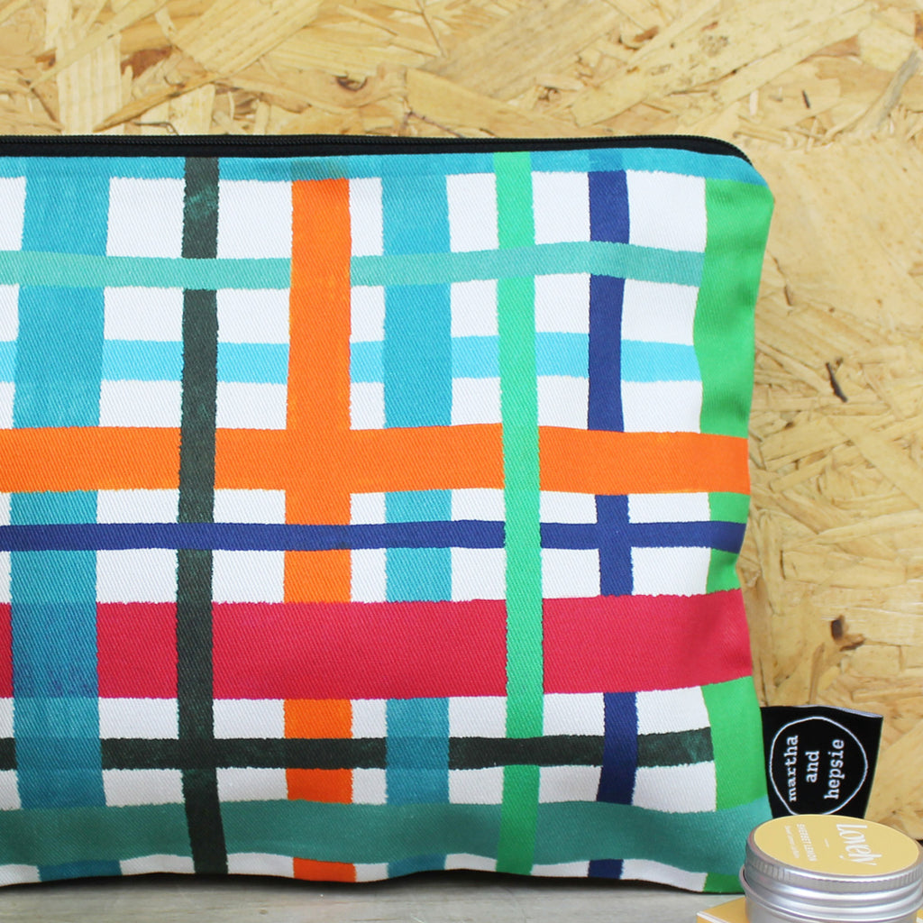 Multi Coloured Check Wash Bag - Martha and Hepsie