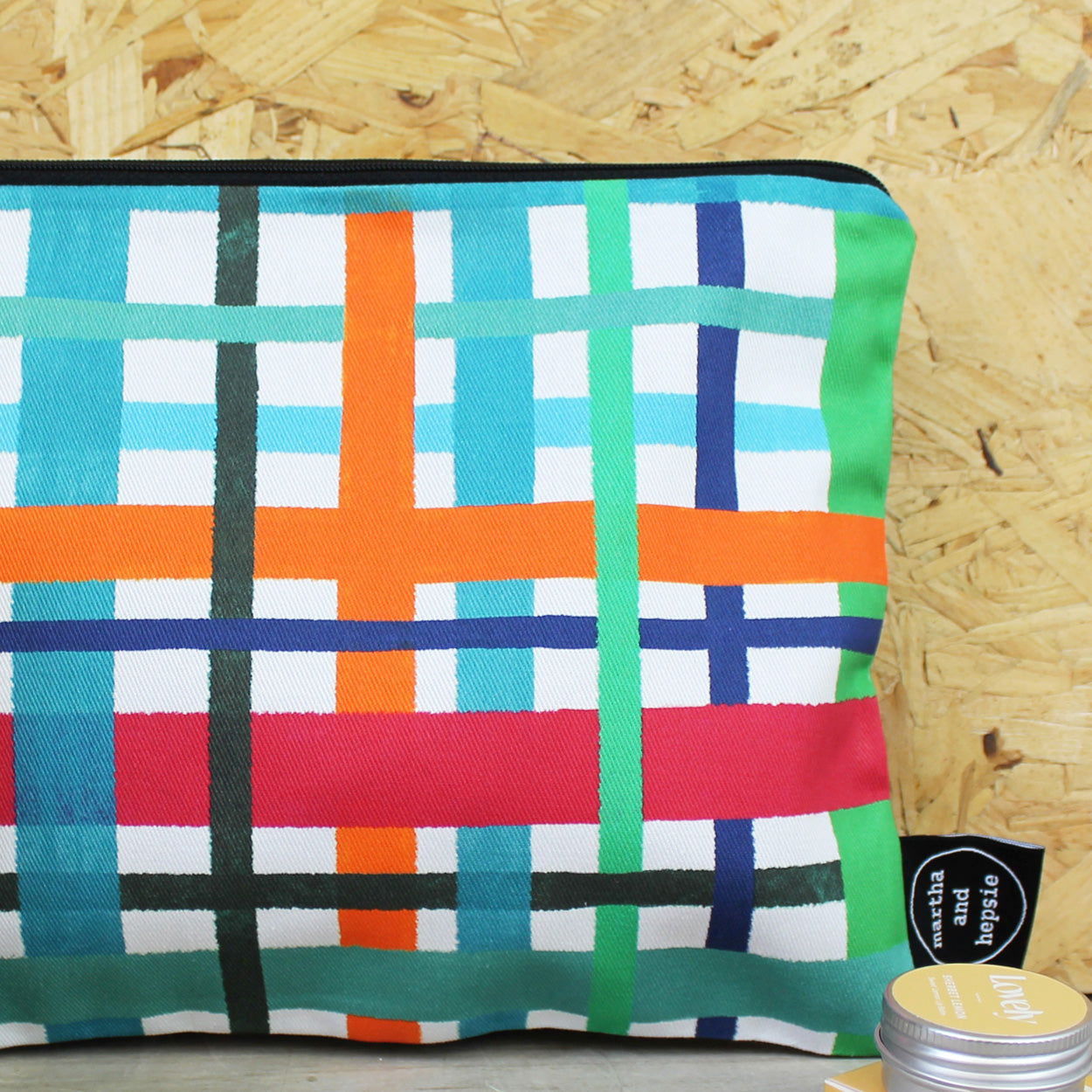 Multi Coloured Check Wash Bag - Martha and Hepsie