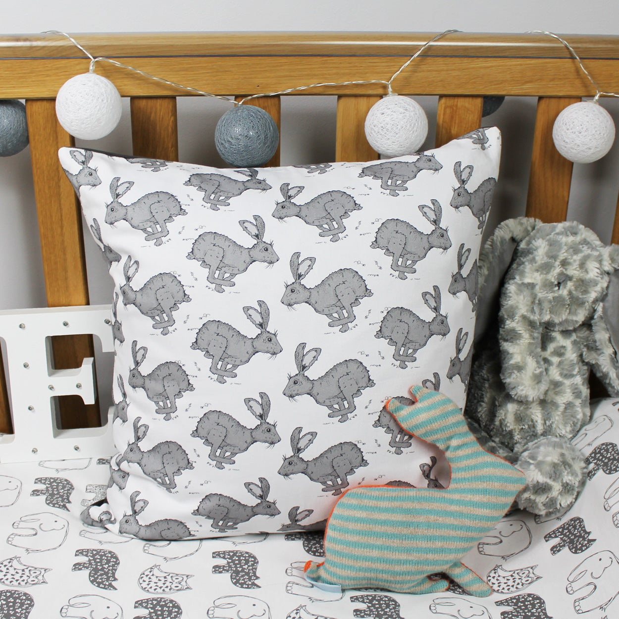 Grey Hare Cushion Martha and Hepsie