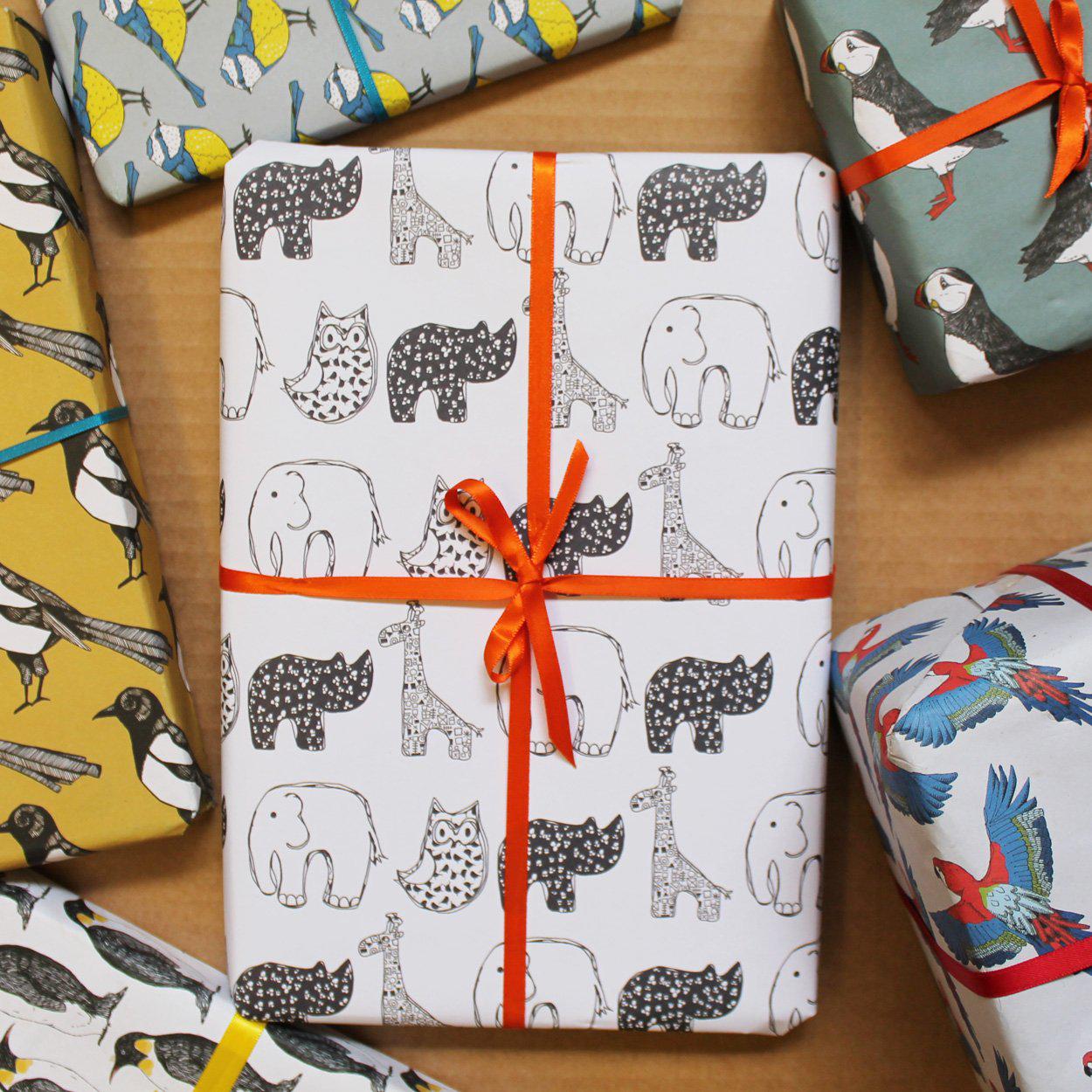 Monochrome New Baby Gift Wrap - Martha and Hepsie