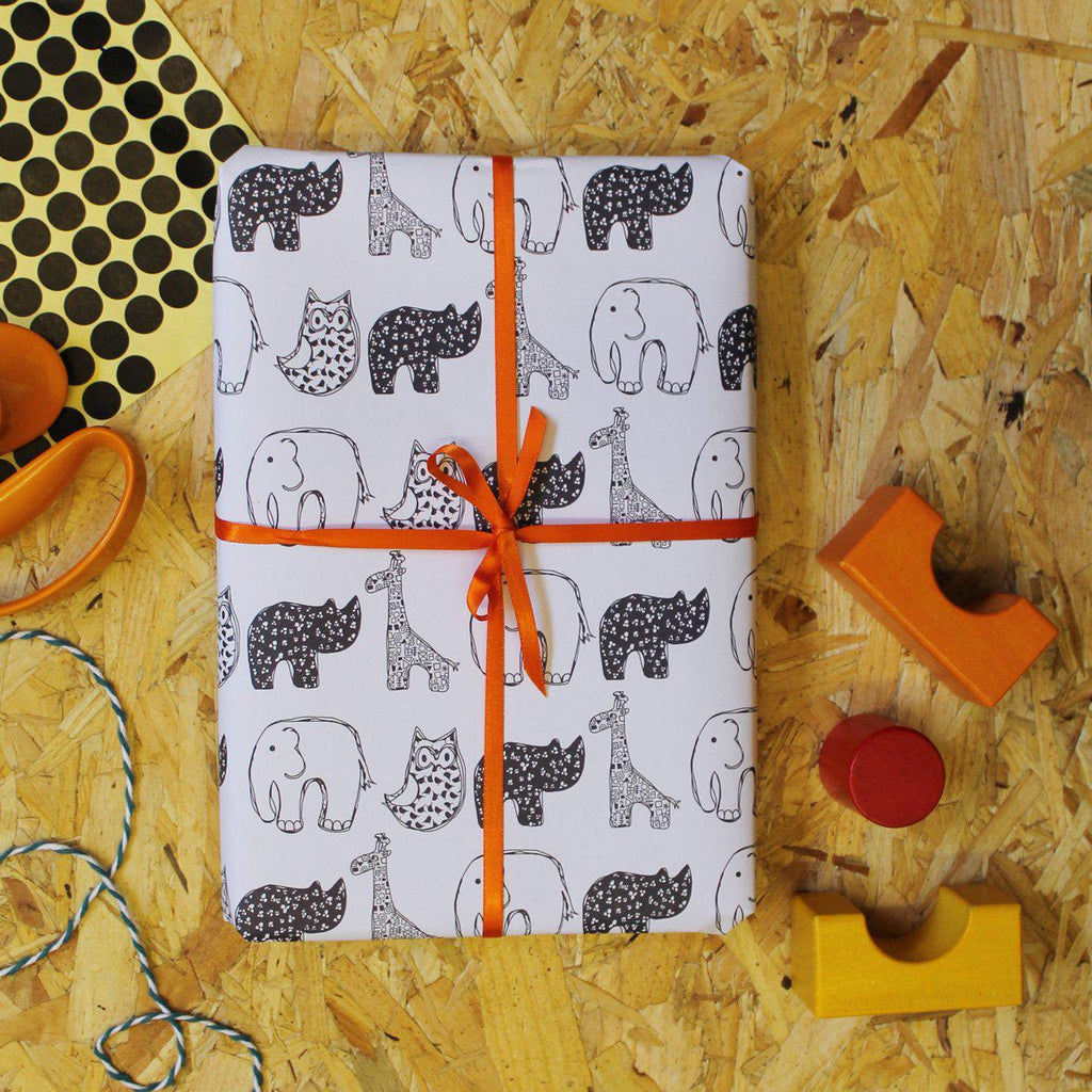 Monochrome New Baby Gift Wrap - Martha and Hepsie
