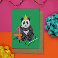 Panda 4th Birthday Card - Martha and Hepsie