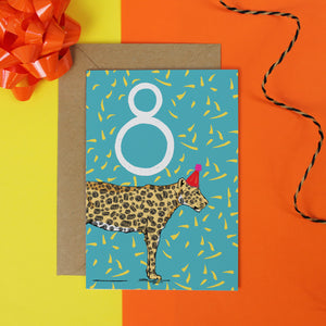 Leopard 8th Birthday Card - Martha and Hepsie
