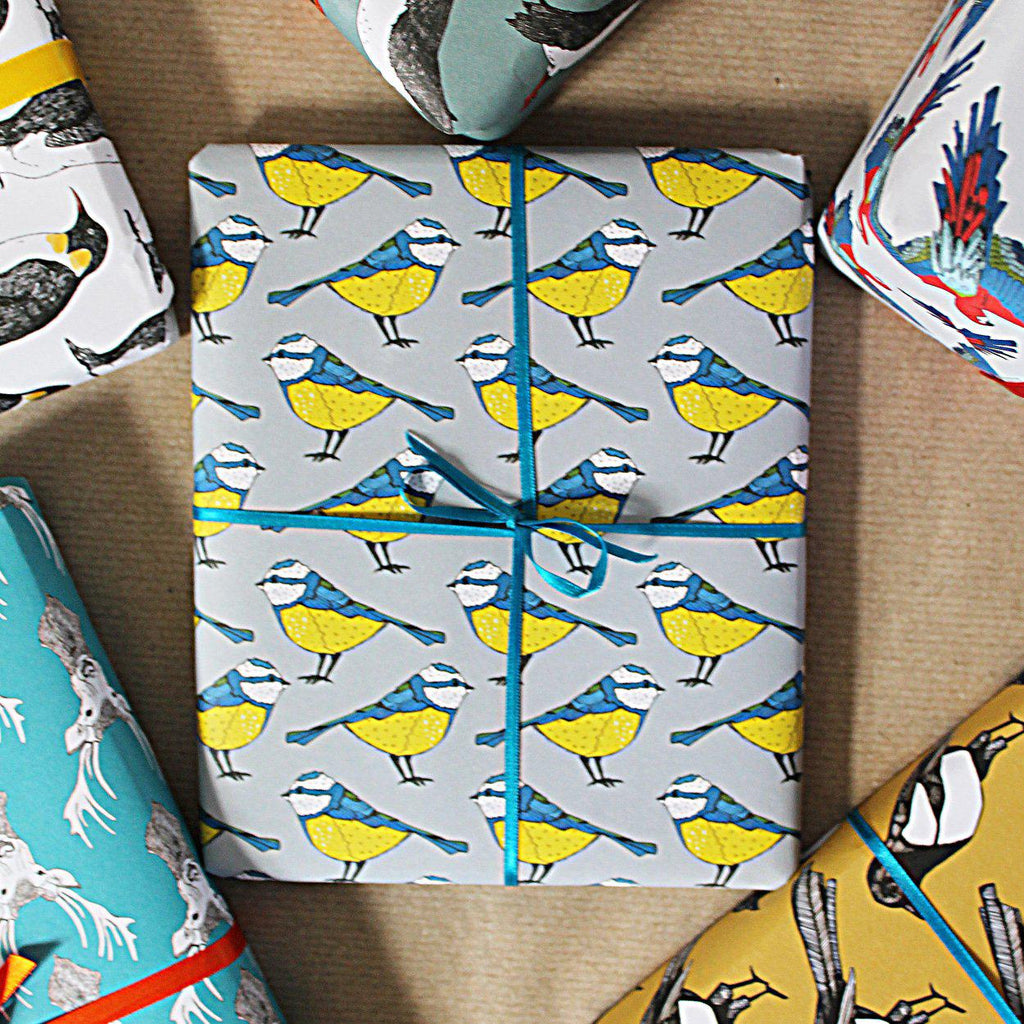 Blue Tit Bird Gift Wrap - Martha and Hepsie