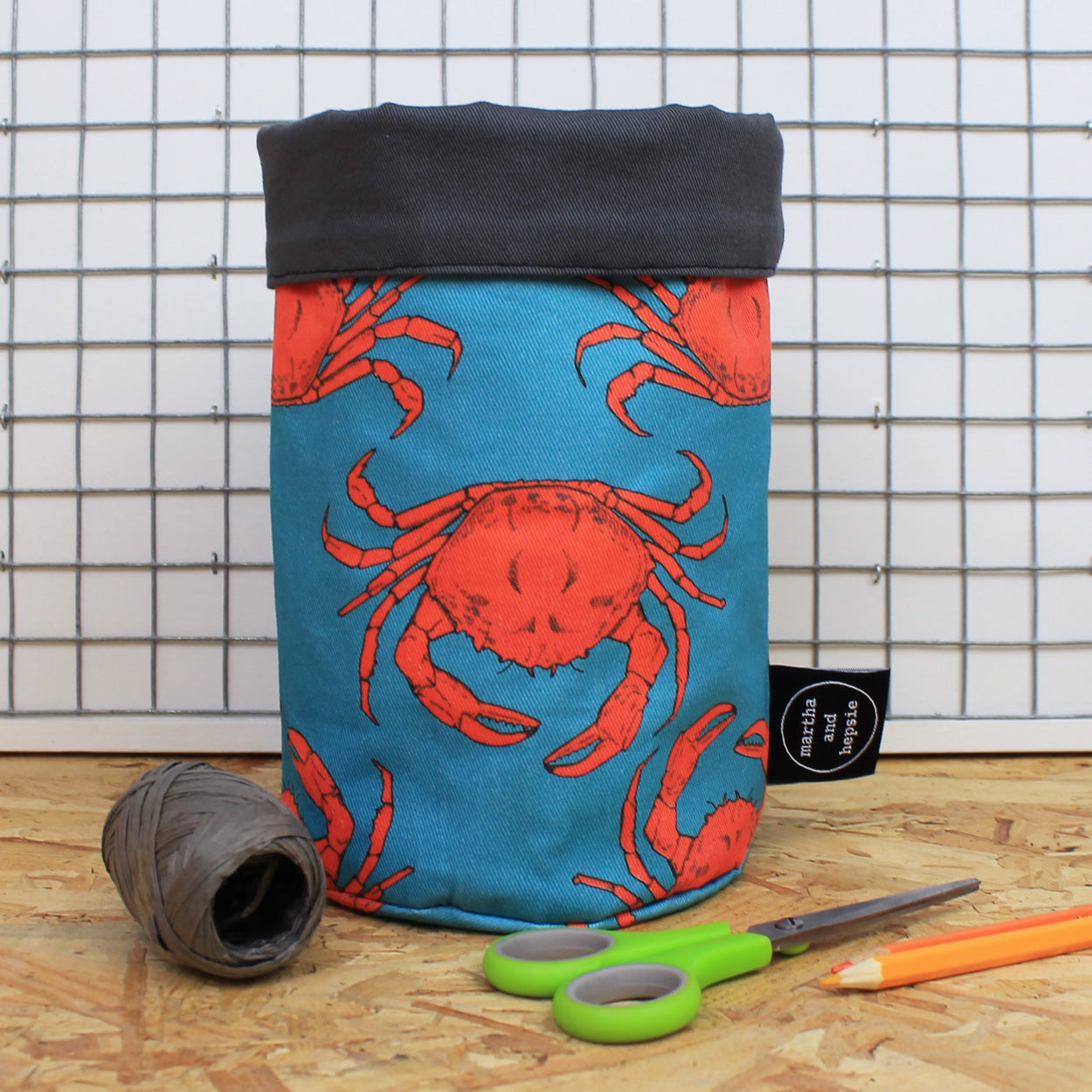 Turquoise Crab Storage Basket - Martha and Hepsie