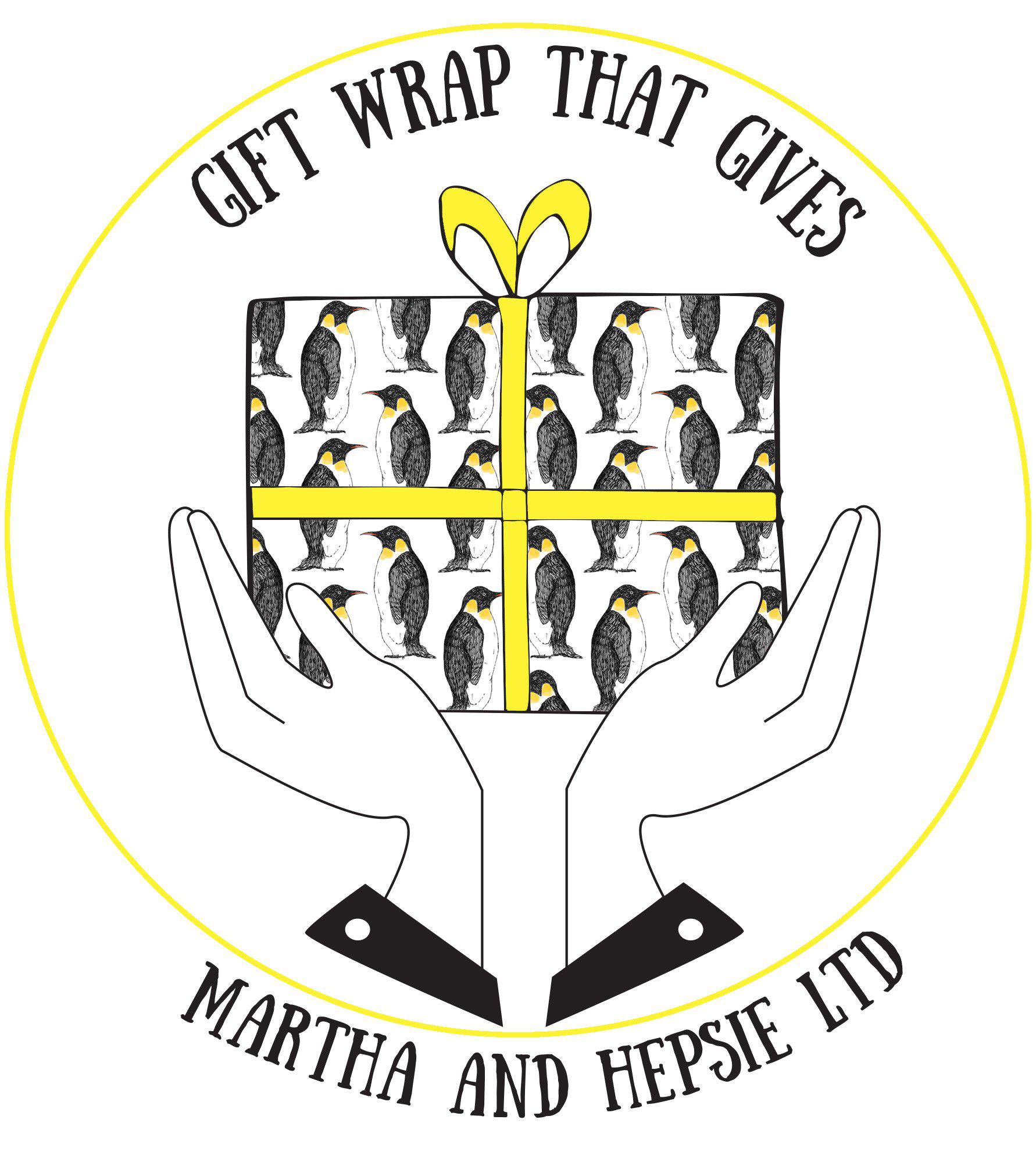 Monochrome Penguin Gift Wrap - Martha and Hepsie