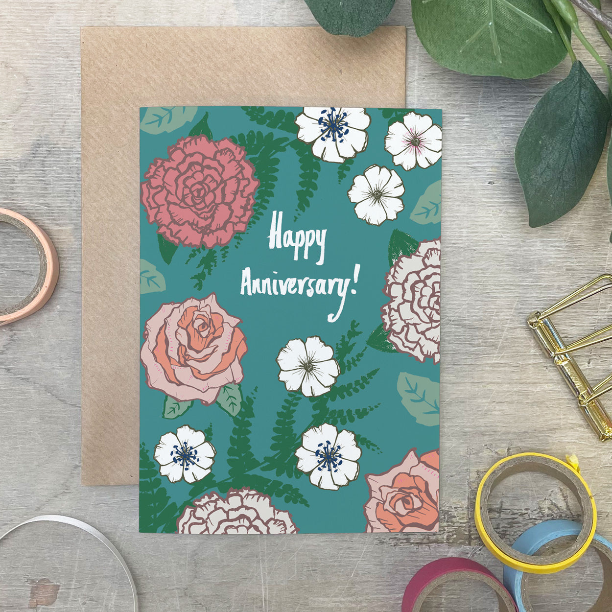 Rose and Fern Anniversary Card - Martha and Hepsie