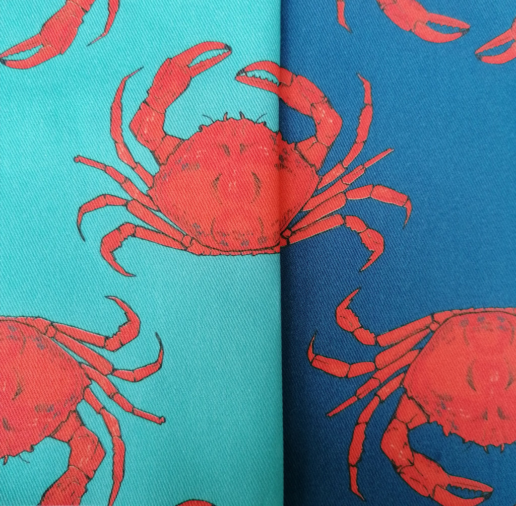 Turquoise Crab Fabric - Martha and Hepsie