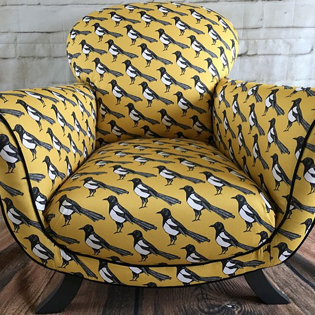 Yellow Magpie Fabric - Martha and Hepsie