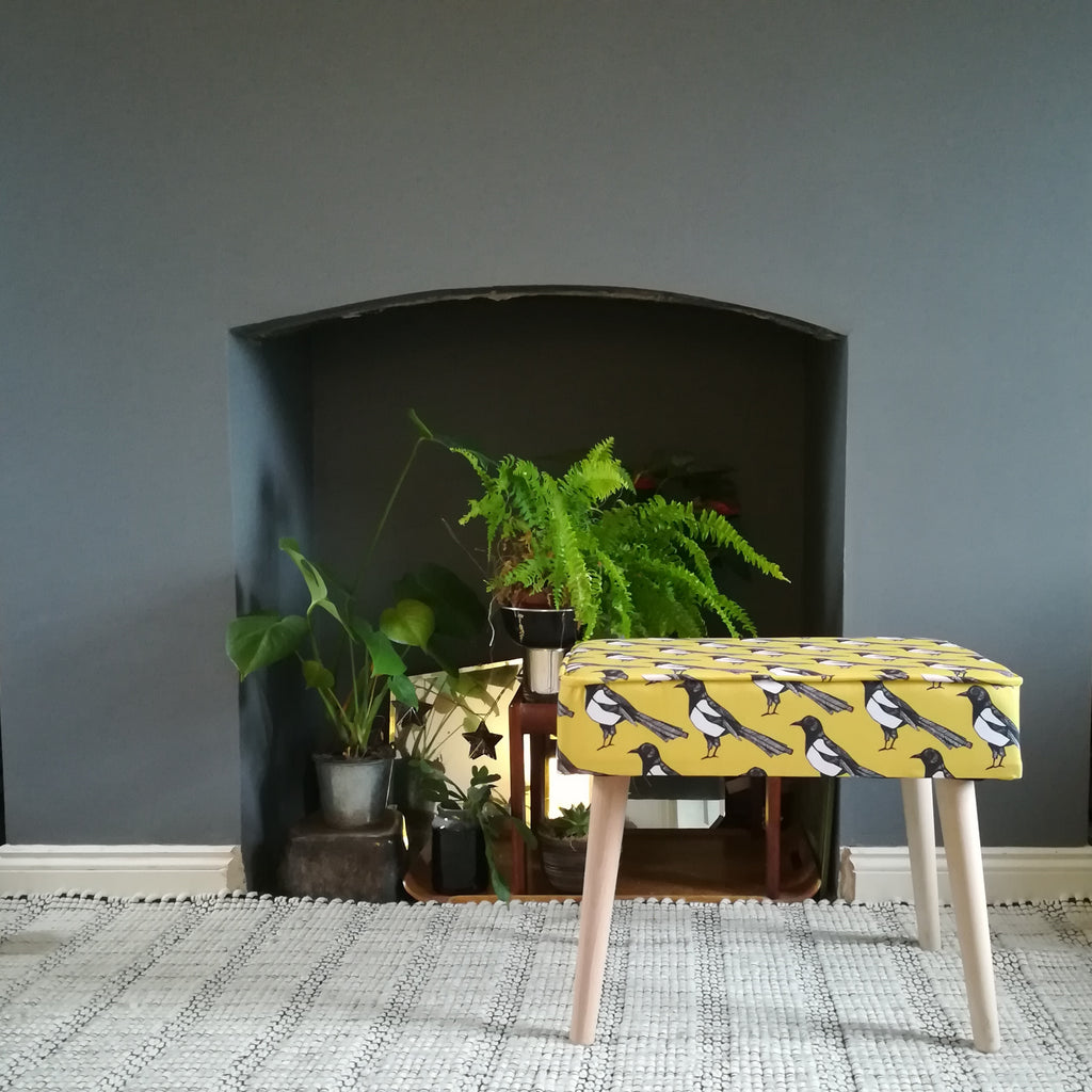 Yellow Magpie Fabric - Martha and Hepsie