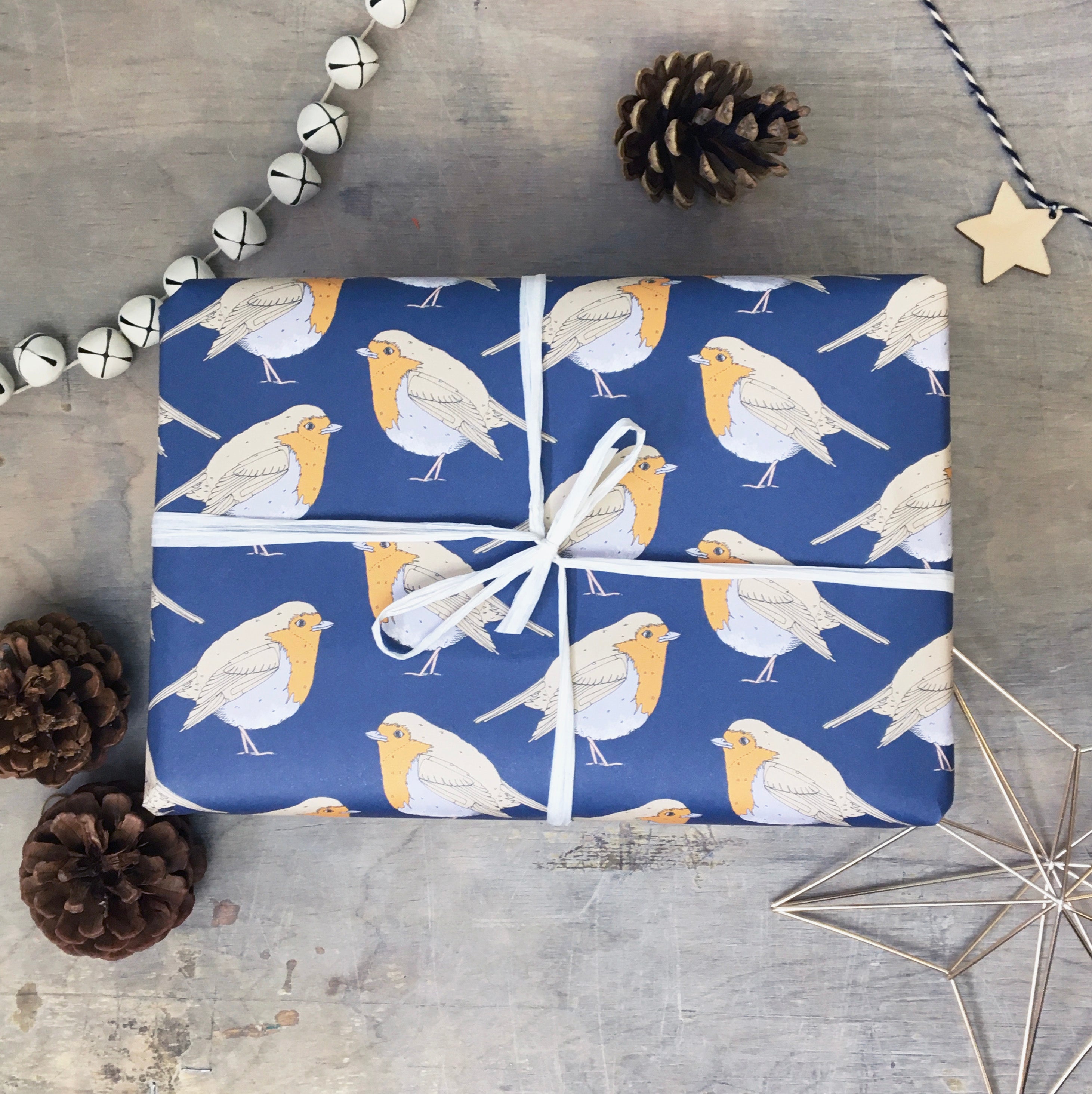 Christmas Robin Gift Wrap - Martha and Hepsie