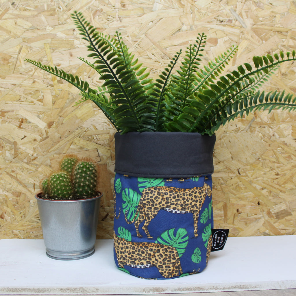 Leopard and Monstera Leaf Storage Basket - Martha and Hepsie