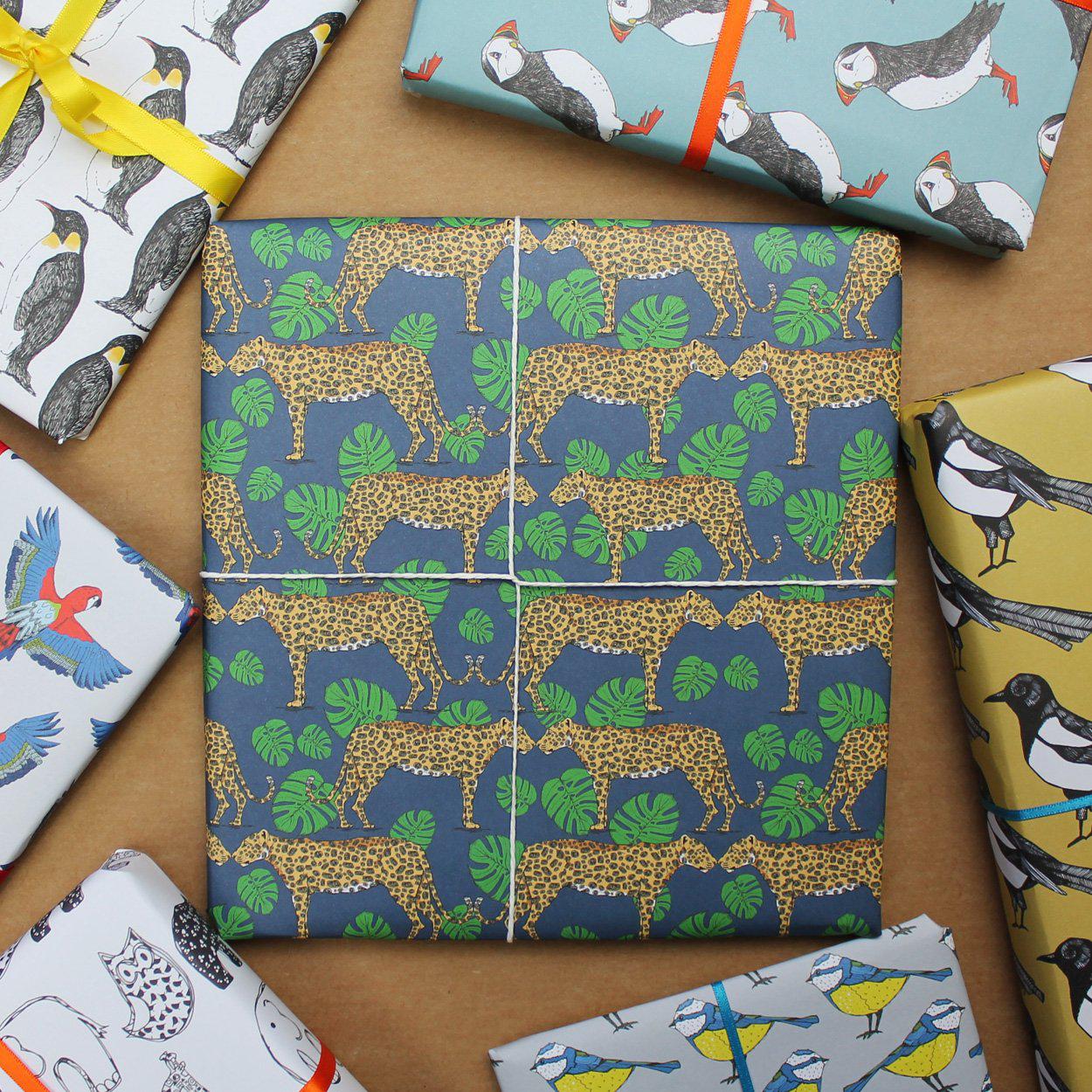 Leopard and Monstera Leaf Gift Wrap - Martha and Hepsie