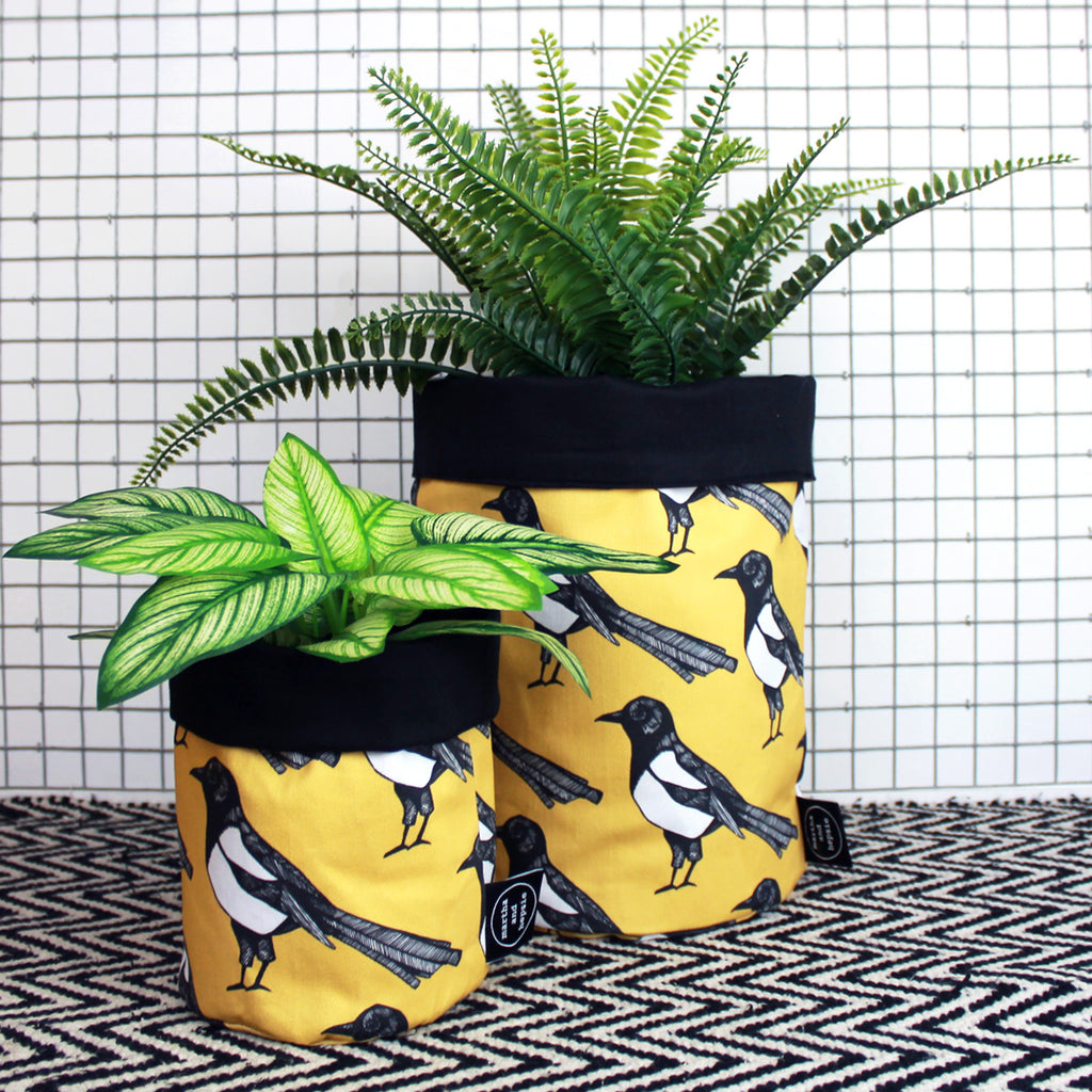 Yellow Magpie Storage Basket - Martha and Hepsie