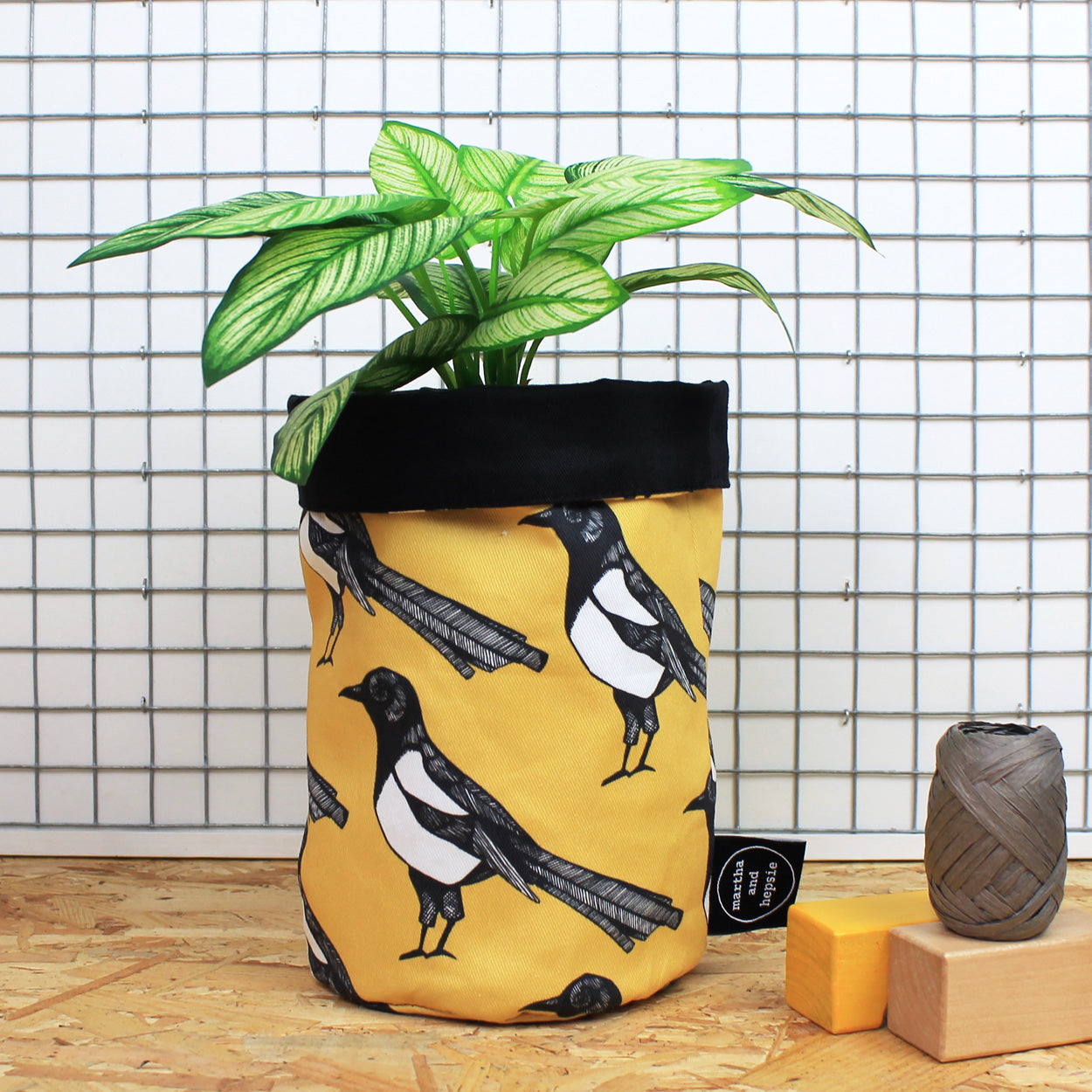Yellow Magpie Storage Basket - Martha and Hepsie
