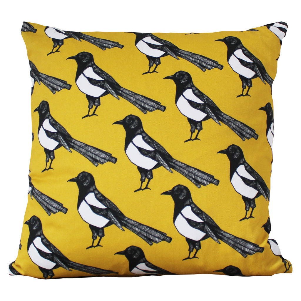 Yellow Magpie Cushion - Martha and Hepsie